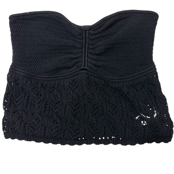 American Eagle black cinced front cropped crochet tube Top XL - Picture 4 of 12